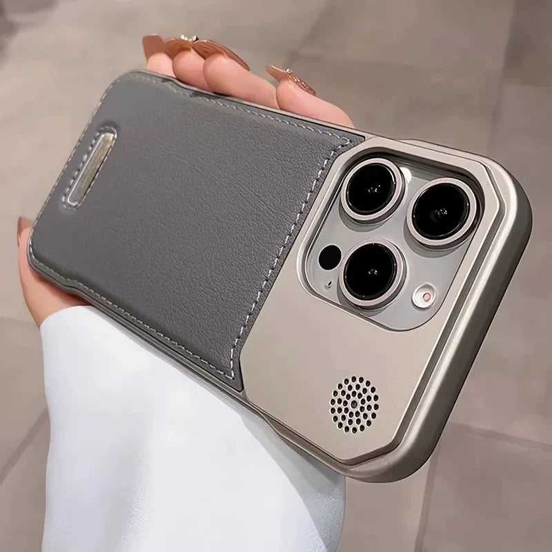 Business Aromatherapy Leather Case for iPhone. Magsafe Magnetic Frameless Armor Cover